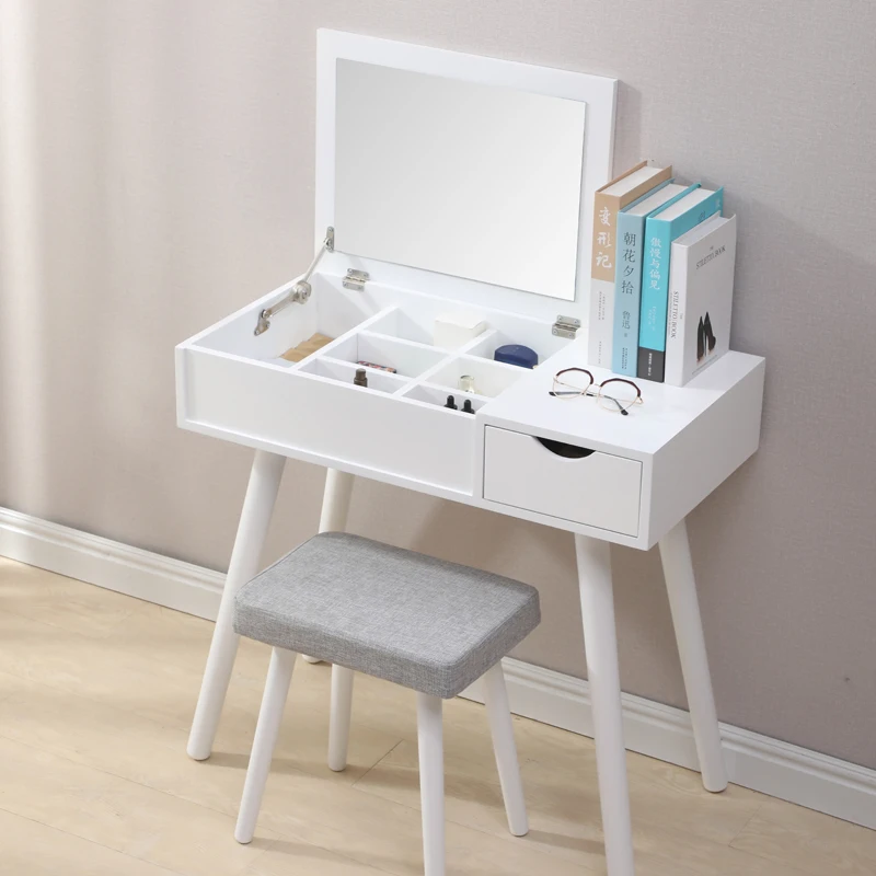 

Современный туалетный столик с зеркалом для макияжа комод со стулом лаконичный с 2 выдвижными ящиками для спальни зеркальная мебель настол...