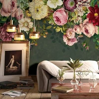 custom mural wallpaper european style hand painted 3d oil painting flower indoor retro background wall painting papel de parede