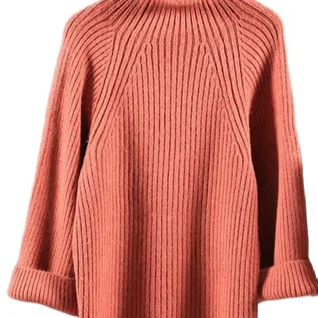 

Autumn and winter turtleneck sweater thickening bf female loose short design solid color pullover basic winter thermal sweater