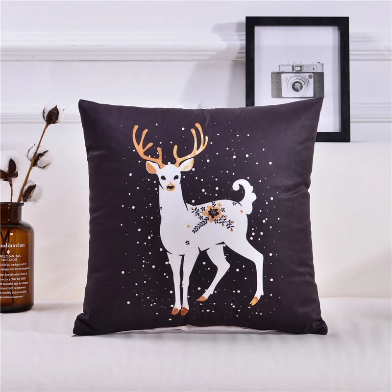 Black and White Pillow Covers Velvet Cushion Cover Throw Pillows Geometric Decorative Deer Gold Pillowcase 45x45 Home Decor | Дом и сад