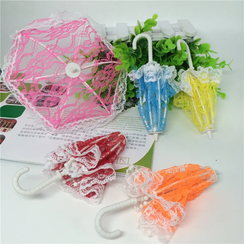 

1 Pcs Umbrella Doll Accessories Handmade Doll's Plastic Lace Fantasy Umbrella For dolls toy