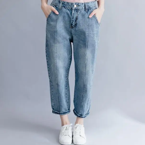 2019 летние джинсовые брюки полной длины новые свободные повседневные корейские