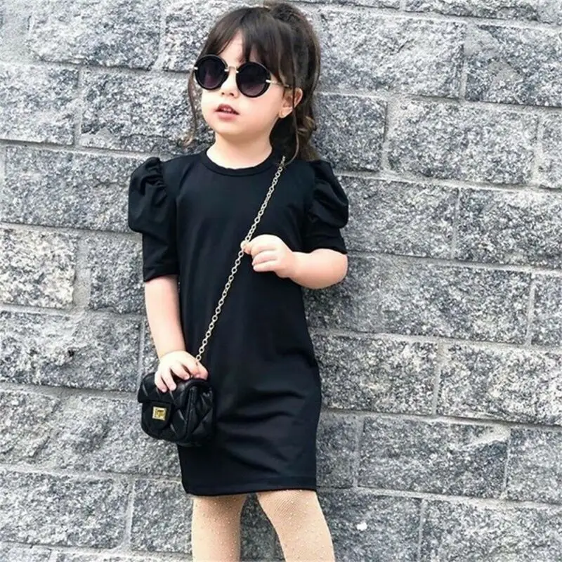 Модное платье с короткими рукавами для маленьких девочек 1-6 лет повседневные