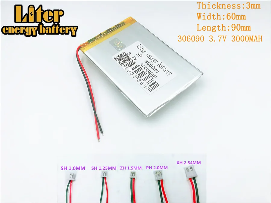 3,7 V, 3000 мА/ч, 3500 мА/ч, 4000 мА/ч, 356090 406090 306090(полимерный литий-ионный аккумулятор) литий-ионный аккумулятор для планшетного компьютера 7 дюймов 8 дюймов