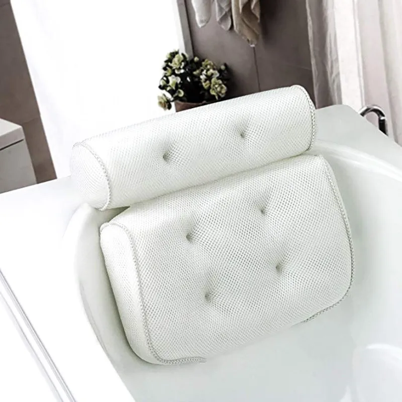 Bathtub Head Rest Pillow 3D Mesh Spa For Neck Back Bathroom Supply Non-Slip Cushioned Bath Tub Spa Pillow With Suction Cups