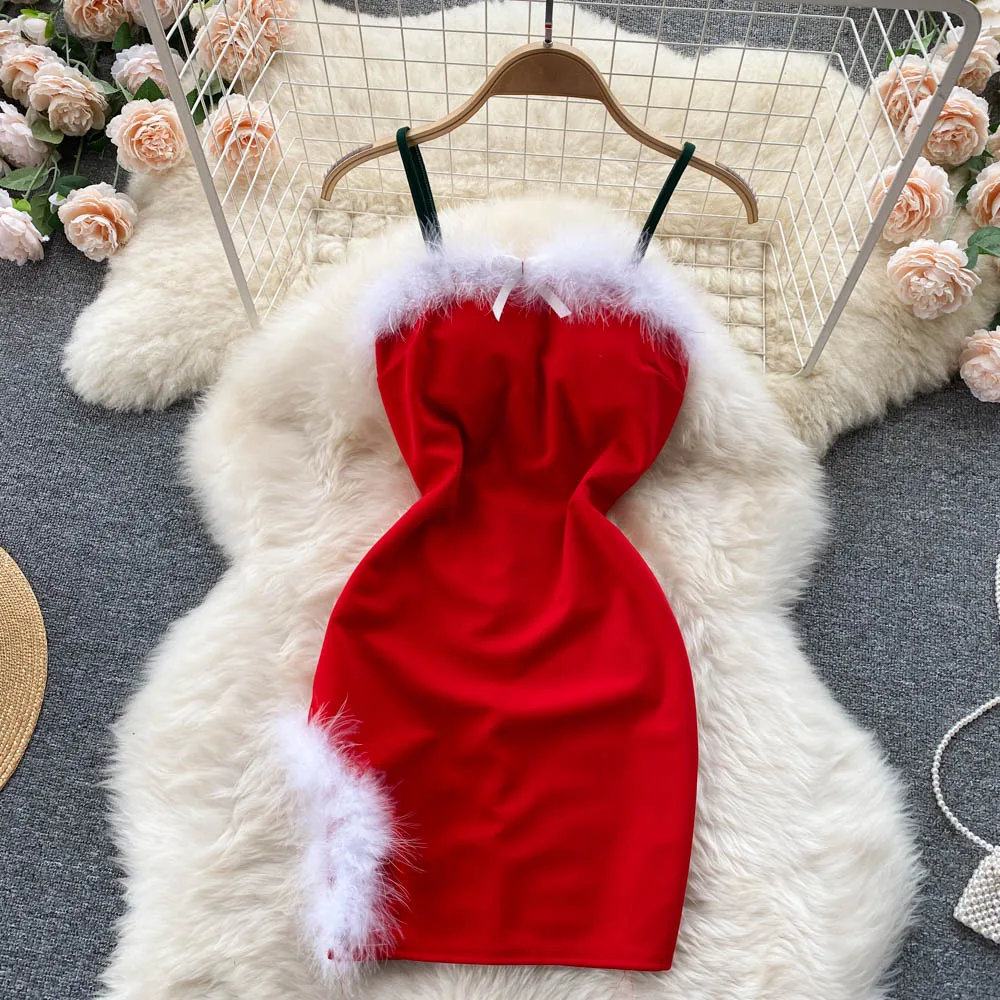 

Женское офисное лоскутное платье с открытыми плечами и мехом, Y2K осеннее облегающее офисное платье с разрезом, пикантное винтажное празднич...