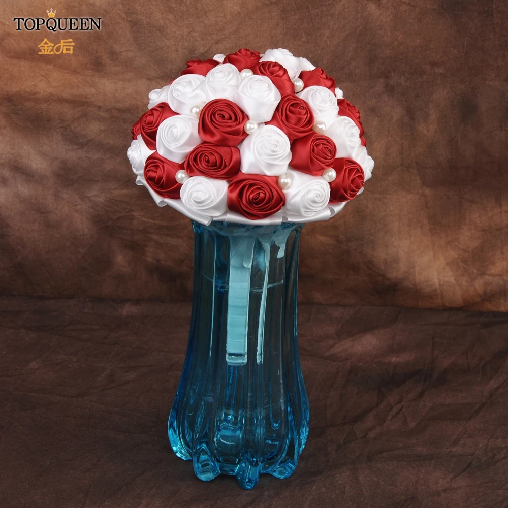 Свадебный букет невесты TOPQUEEN F4 ручной работы с искусственными цветами розы можно