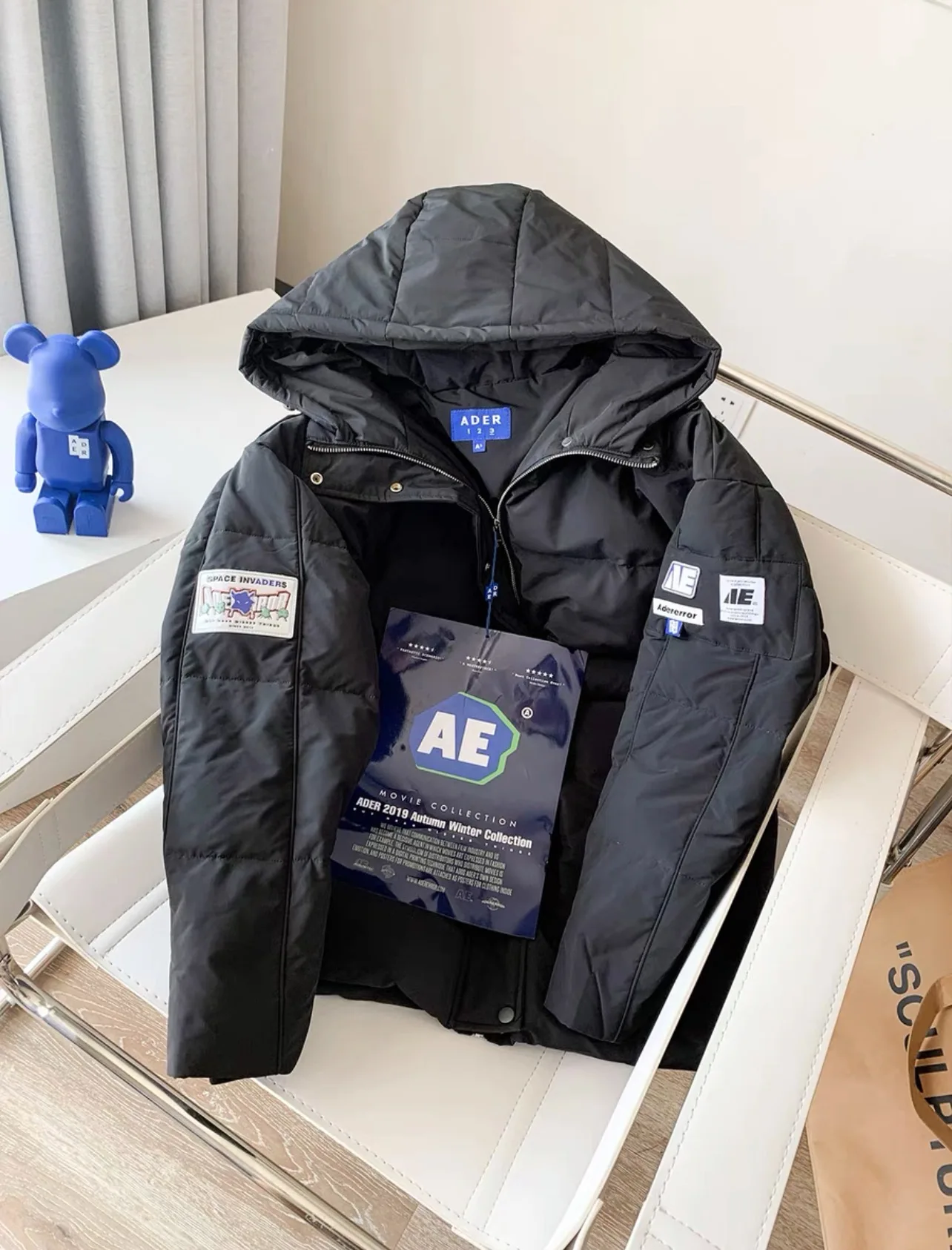 ADER autumn winter new down jacket high quality 1:1 Korean fashion simple Adererror warm mid-length hooded unisex loose jacket