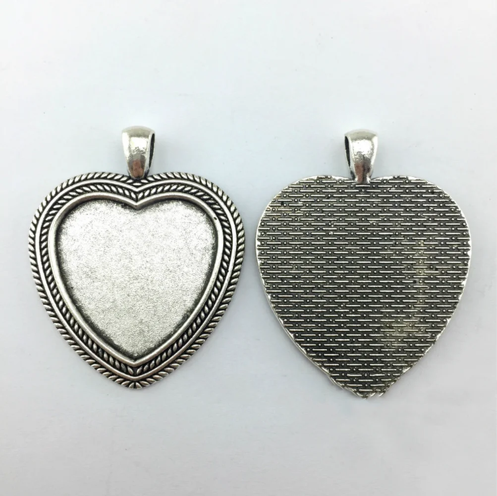 

5pcs/lot 30mm Necklace Pendant Setting Antique Bronze Silver Glass Cabochon Blank Base Supplies for Jewelry Finding T327