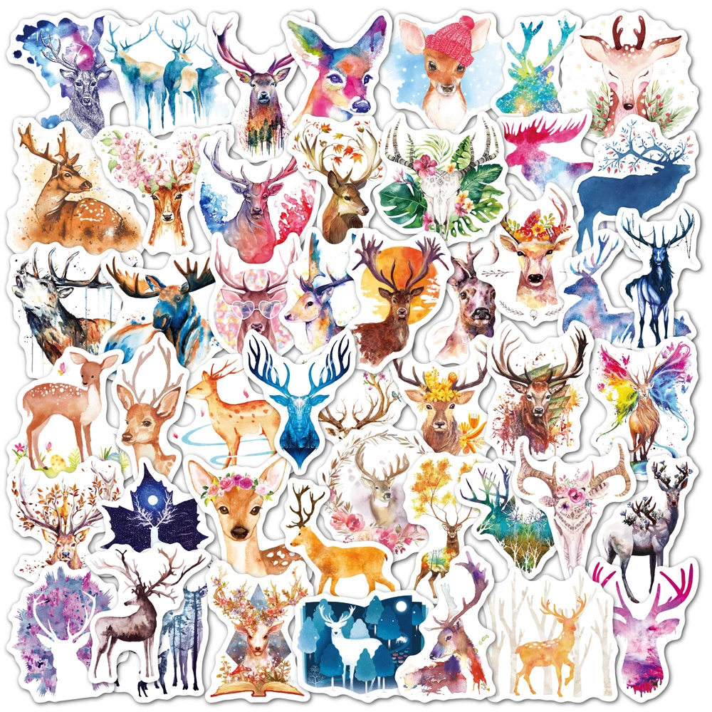 50pcs mix styles cute cat watercolor animal stickers aesthetic laptop luggage phone scrapbook graffiti decals sticker kids toy free global shipping