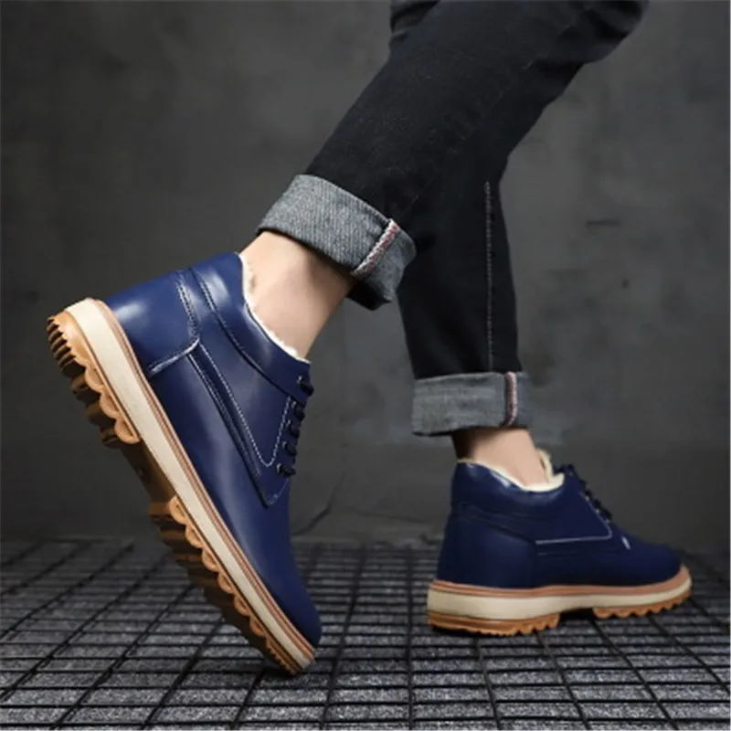 Зимние теплые меховые мужские ботильоны на плоской подошве обувь для мужчин