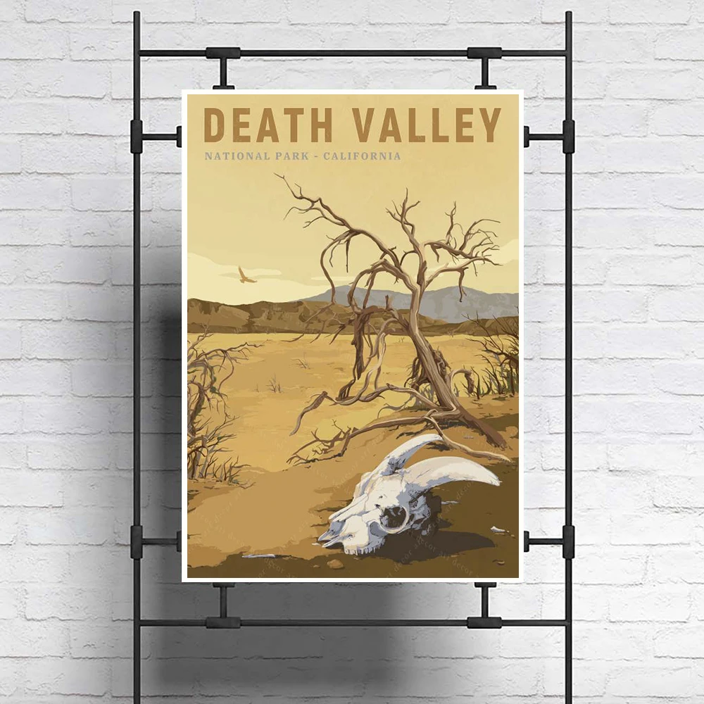 

America Death Valley National Park Vintage Travel Poster Canvas Painting Wall Art Kraft Posters Coated Wallstickers Home Decor