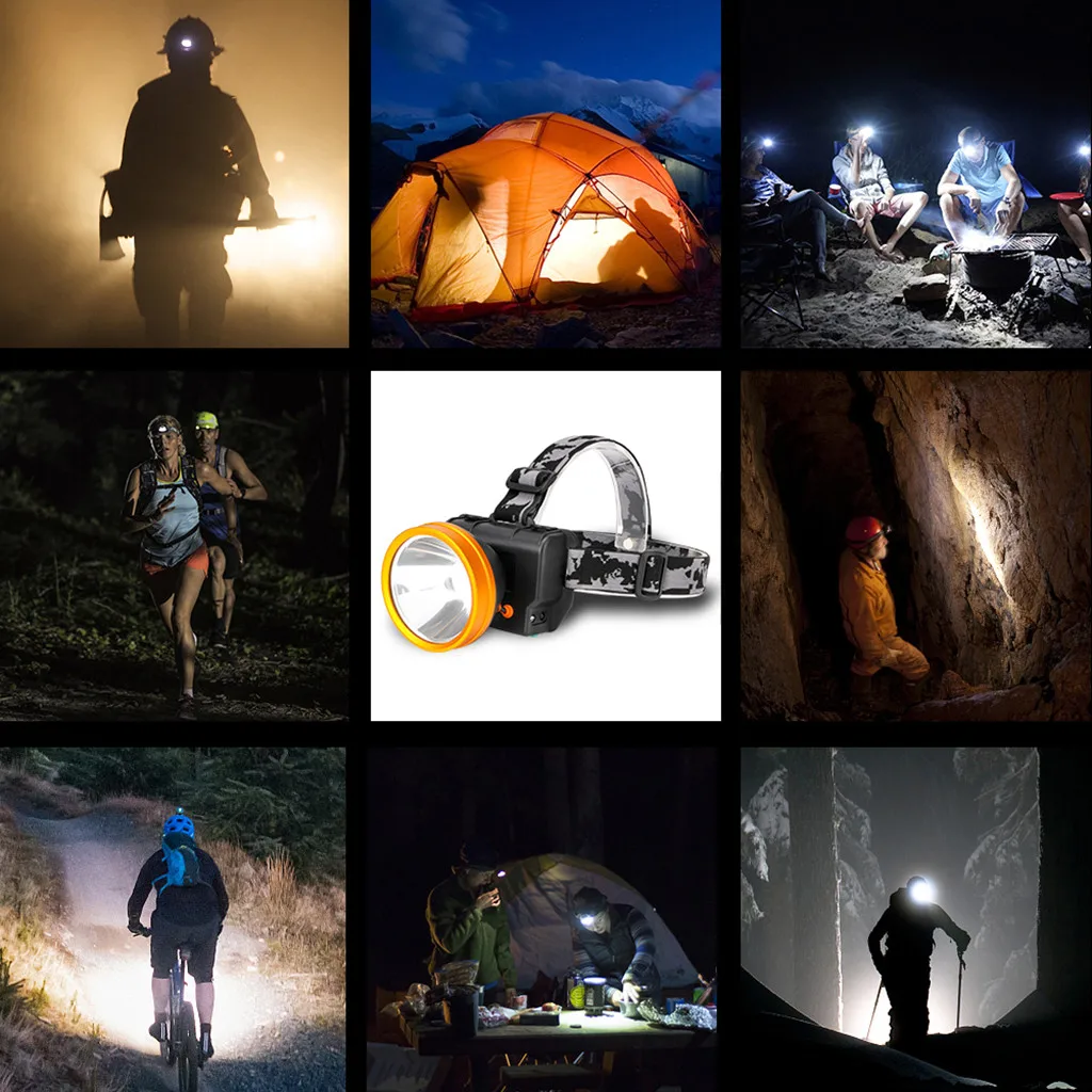 Светильник фонарь водонепроницаемый светодиодный налобный головсветильник 18650