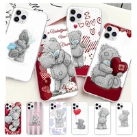 lovely teddy bear transparent cell phone case cover for iphone 12 11 pro max xs x xr 7 8 6 6s plus 5 5s se 2020