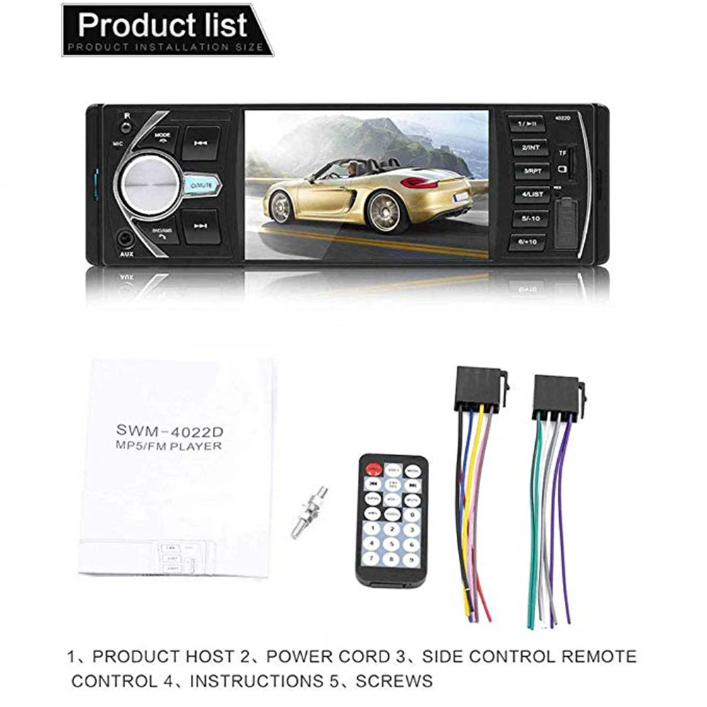 1 Din 4022D FM радио Авто Аудио Стерео Bluetooth автомобильные Радио авторадио Поддержка