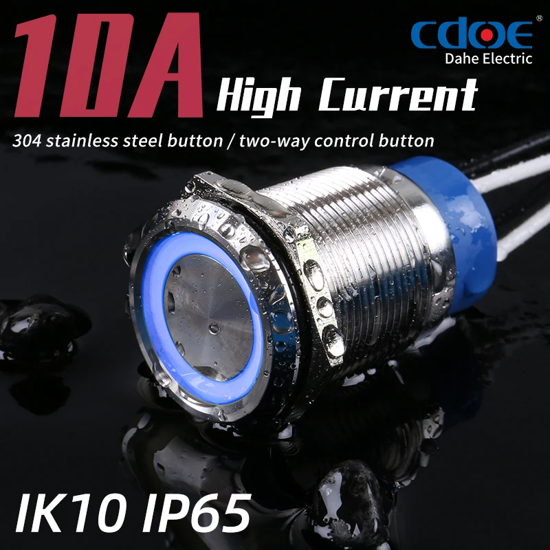 CDOE 22 мм металлическая кнопка водонепроницаемый переключатель с подсветкой 10A