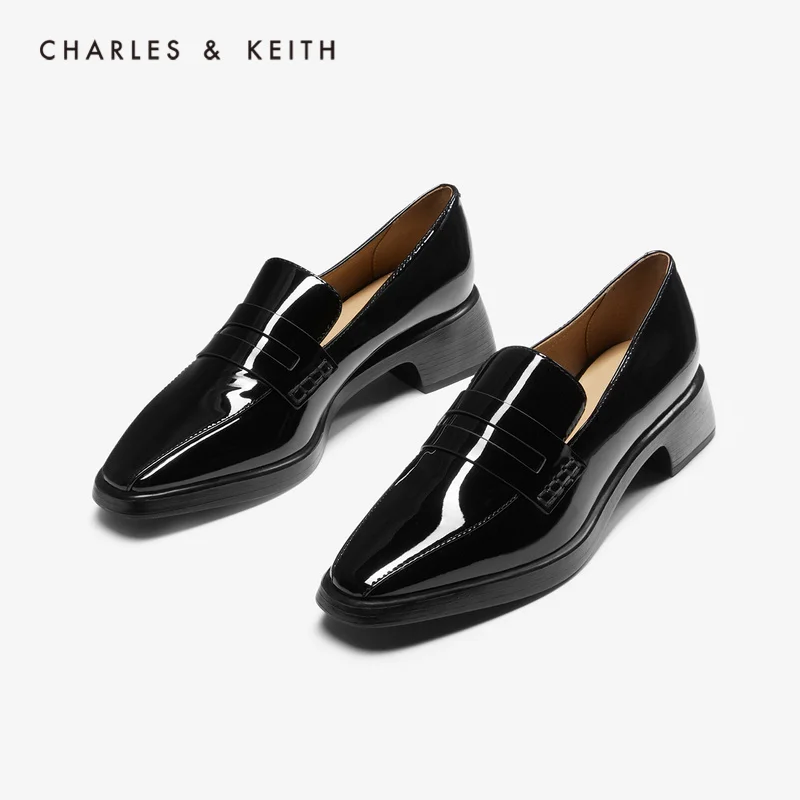 CHARLES＆KEITH Новинка на Весну 2020 CK1 61720036Женские туфли среднем каблуке Глянцевая обувь