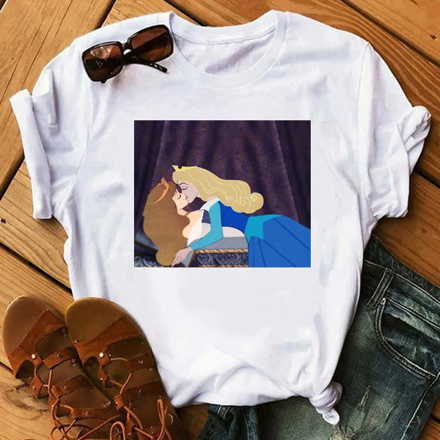 BONJEAN Women Clothes New Summer Thin Section Tshirt Spoof Princess Streetwear Lesbian Gay T-shirt Funny Female Tops Tee | Женская