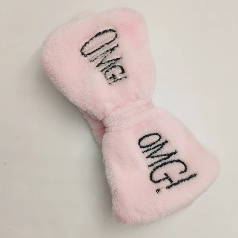 Повязка на голову с бантом-бабочкой женская Модная Мягкая повязка надписью OMG для