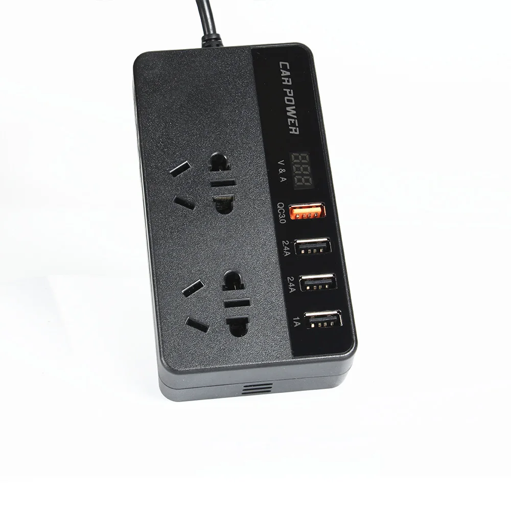 QC3.0 fast charging 150w car power inverter adapter DC12V To AC220V 4 USB Adapter Converter with LED Digital display Charger