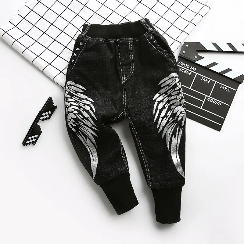 Демисезонные джинсы для мальчиков детская одежда классические брюки джинсовая