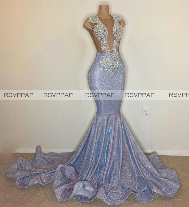 

Длинное блестящее платье для выпускного вечера 2020 Прозрачное платье без рукавов с бусинами в африканском стиле черного цвета для девочек С...