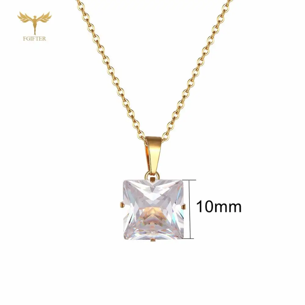 

FGifter Elegant Design Crystal Pendant Necklace Earrings Fashion Geometric Jewelry Set for Women