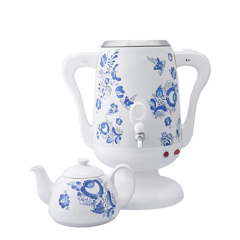 Электрическая сине белая фарфоровая чайница самовар турецкий чайник 4 5 л чайная