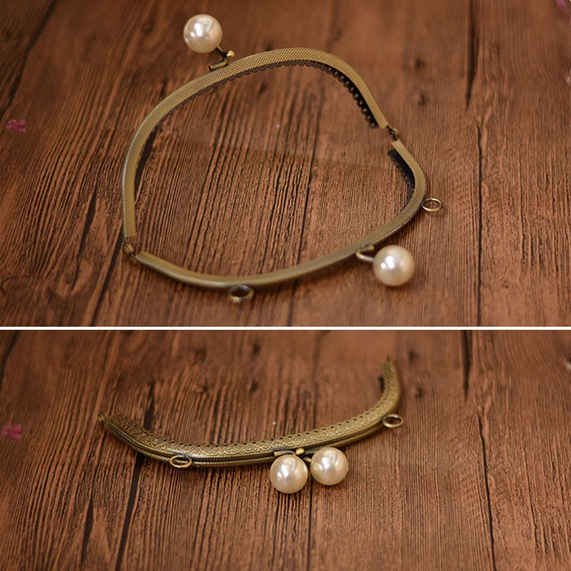 DIY Antique Bronze Pearl Head Metal Purse Frame Handle Kiss Clasp Lock for Bag Sewing Craft Tailor Accessories