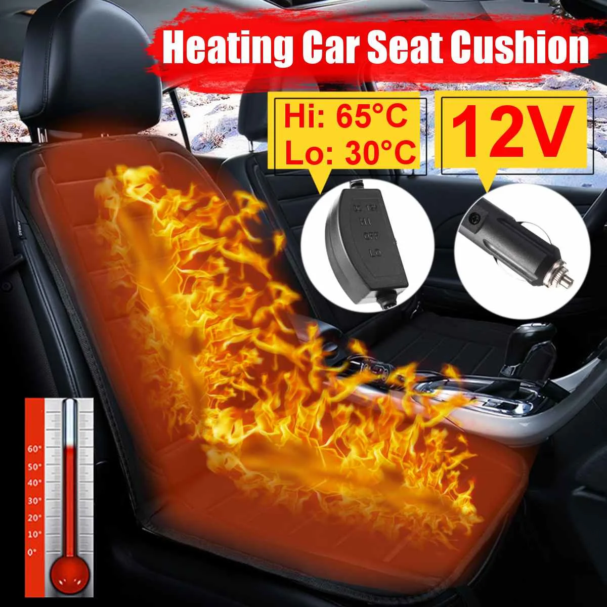 

2Pcs 12V Fast Heated Car Seat Cushion Cover Seat ,Heater Warmer , Winter Household Cushion cardriver heated seat cushion