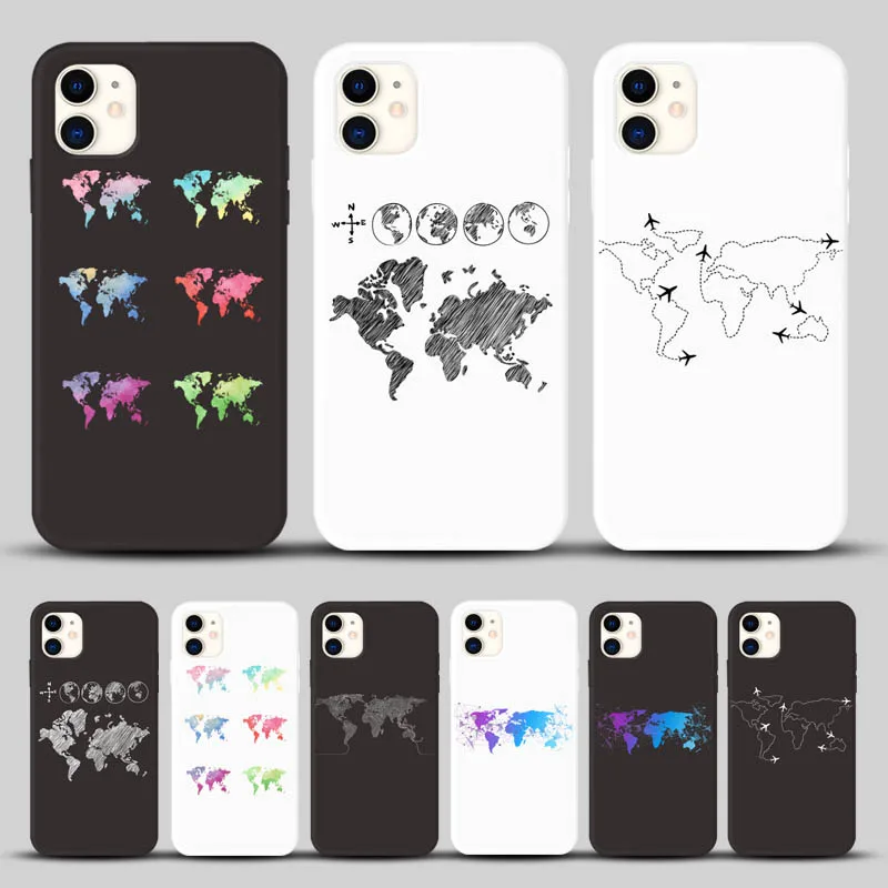 Карта мира путешествия самолет чехол для телефона iPhone X XR XS MAX 8 7 6S Plus Мягкая