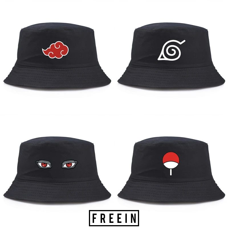 

FREEIN Hapyto Akatsuki Uchiha Family Logo Printed Anime Hat Unisex Panama Cap Outdoor Fishing Fisherman Hat Casual Beach Sun Hat