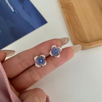 2021 korean style cute acrylic flower stud earrings for women girl summer small purple floral earrings jewelry femme brincos