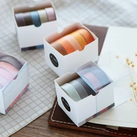 5pcsset cute washi tape set solid color masking tape scrapbooking kawaii decorative adhesive tape bullet journal supplies