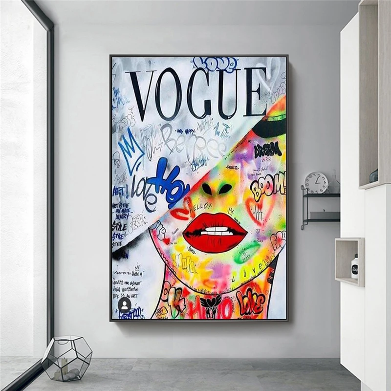 

Pop Art Loves Fashion Woman's Painting on Canvas Art Posters and Prints Cuadros Mural Pictures For Living room Home Decoration