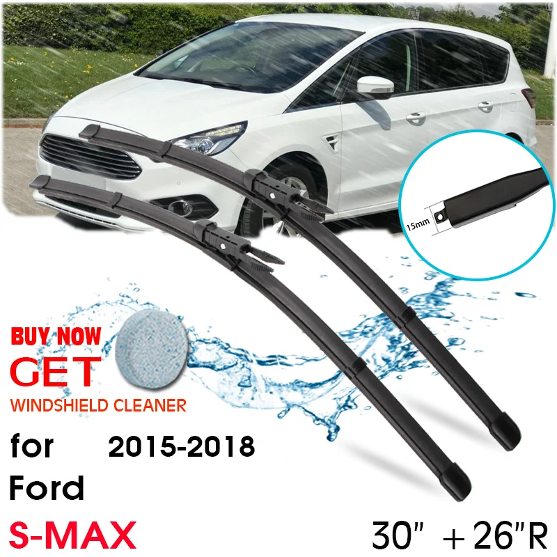 

Car Wiper Blade Front Window Windshield Rubber Silicon Refill Wiper For Ford S-MAX 2015-2018 LHD / RHD 30"+26"R Car Accessories