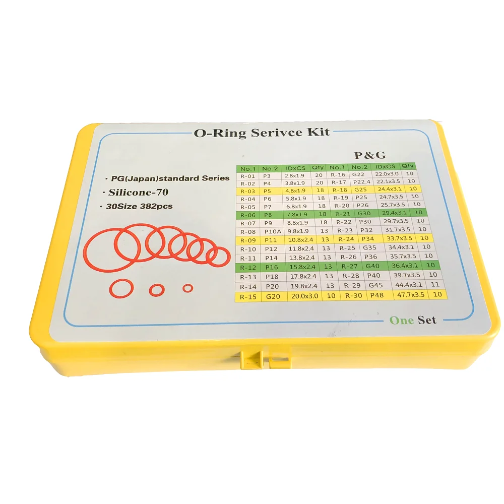 

382PCS/set Rubber O Ring Assortment kit Metric oring Washer Gasket Sealing O-Ring pack Plastic Box Silicone Red rubber rings