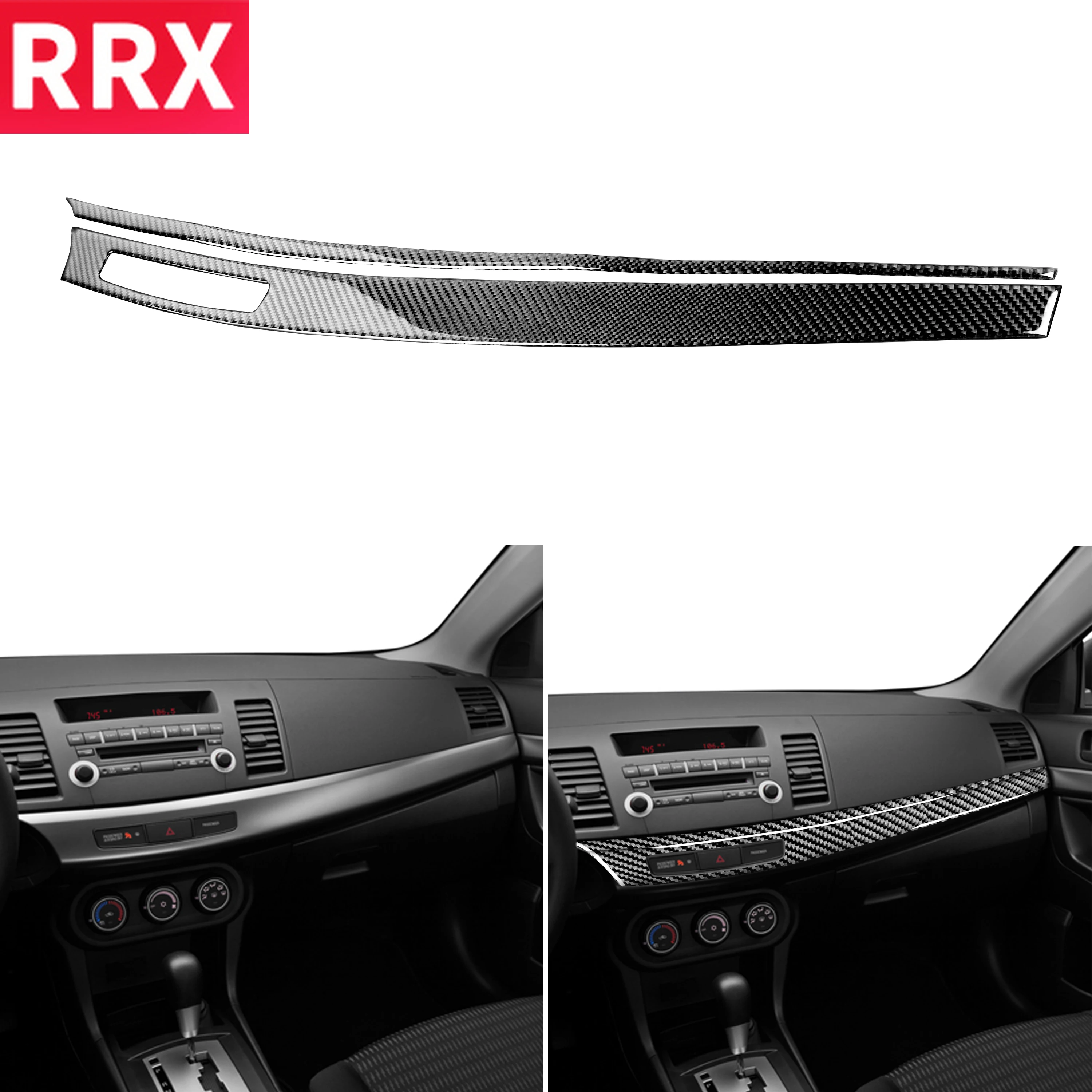 

For Mitsubishi Lancer GT GTS ES DE 2008-2015 Carbon Center Dash Trim Sticker Co-pilot Dashbord Modified Strip Car Accessories