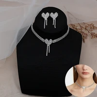 heart shaped tassel earrings necklace choker pendant collarbone chain female trend go with love earrings 2021 new