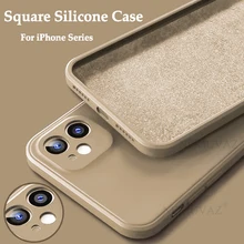Case For iPhone 12 Case New Color Square Silicone Soft Cover For iPhone 12 11 Pro Max XR X XS Max 7 8 Plus 8P SE 2020 Mini Case
