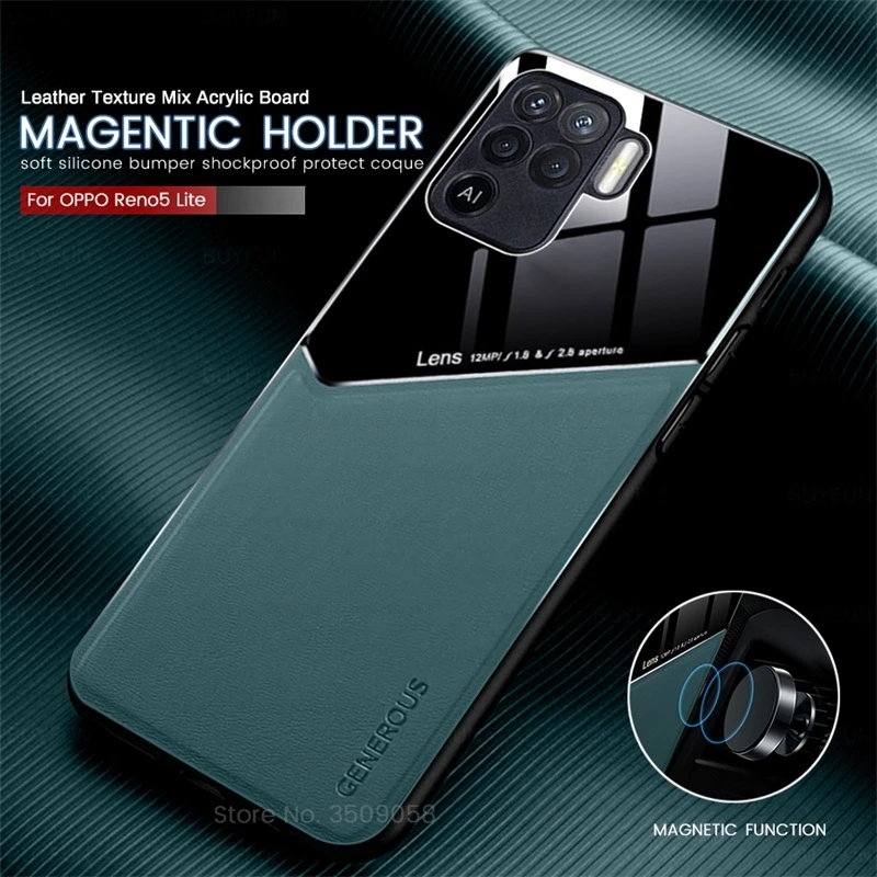 Кожа texure автомобиля чехол с магнитным держателем для oppo reno5 lite Рино 5 renault