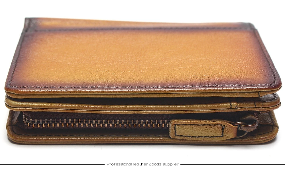 Natural Leather RFID Blocking Men's Top Layer Leather Brushed Wallet Handmade Retro Wallet Pure Leather Leather Coin Purse