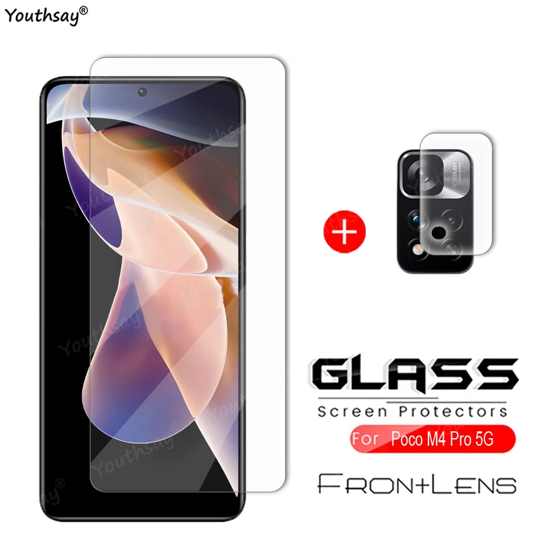 Cristal templado para Xiaomi Poco M4 Pro, pel&iacute;cula protectora de pantalla para Poco F3 GT X3 NFC Pro M3 X2 F2 Pro, Poco M4 Pro-0