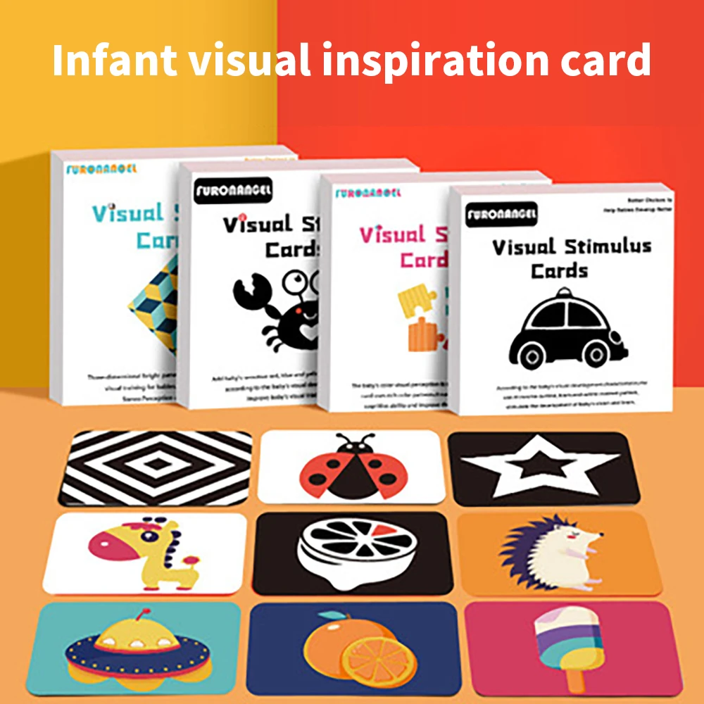 

Baby Visual Stimulation Card Montessori Early Education Toys Black White Colorful Flashcard High Contrast Book Children Toys