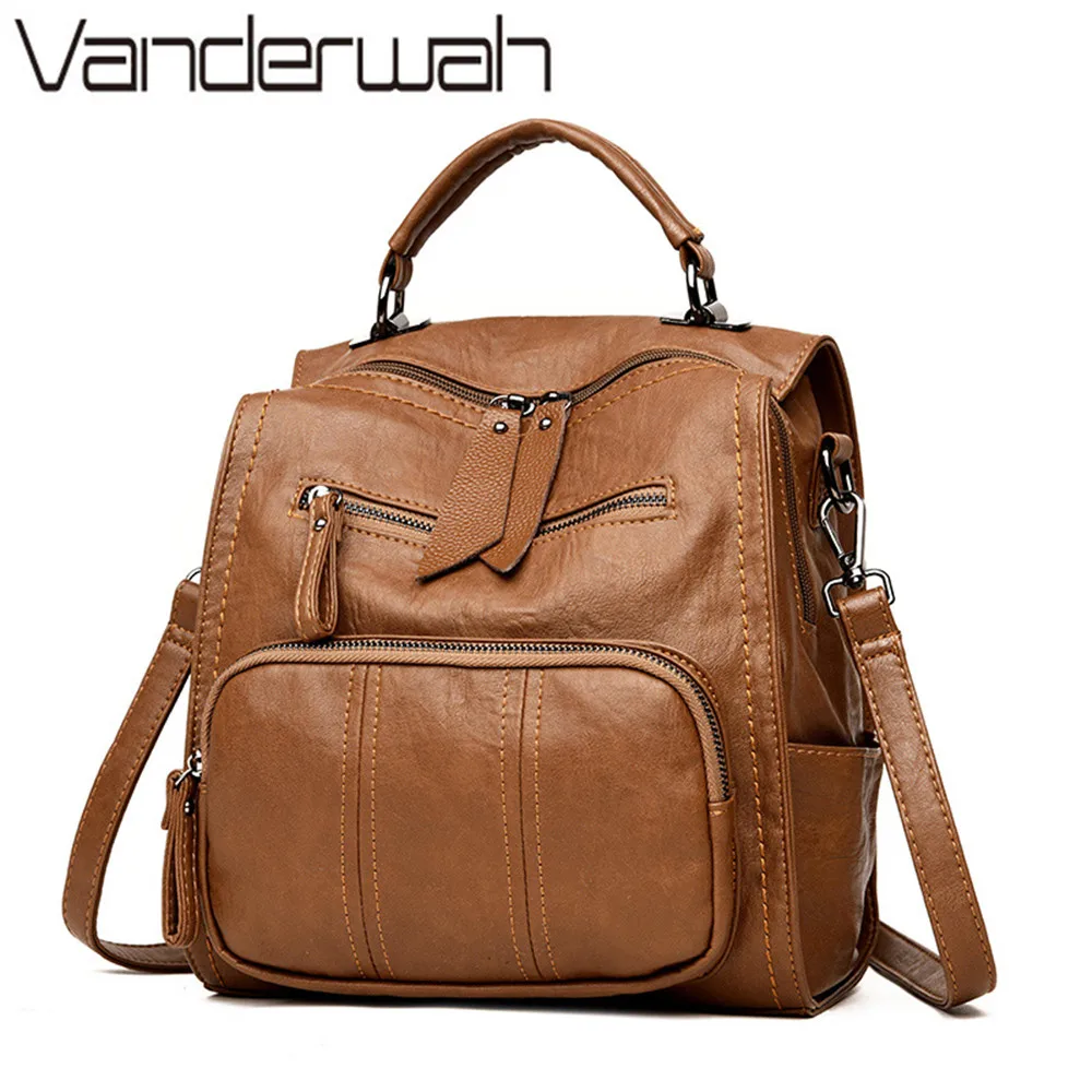 Sac A Dos Femme многофункциональные женские рюкзаки женский рюкзак винтажные школьные сумки для девочек мягкие кожаные сумки на плечо Mochilas
