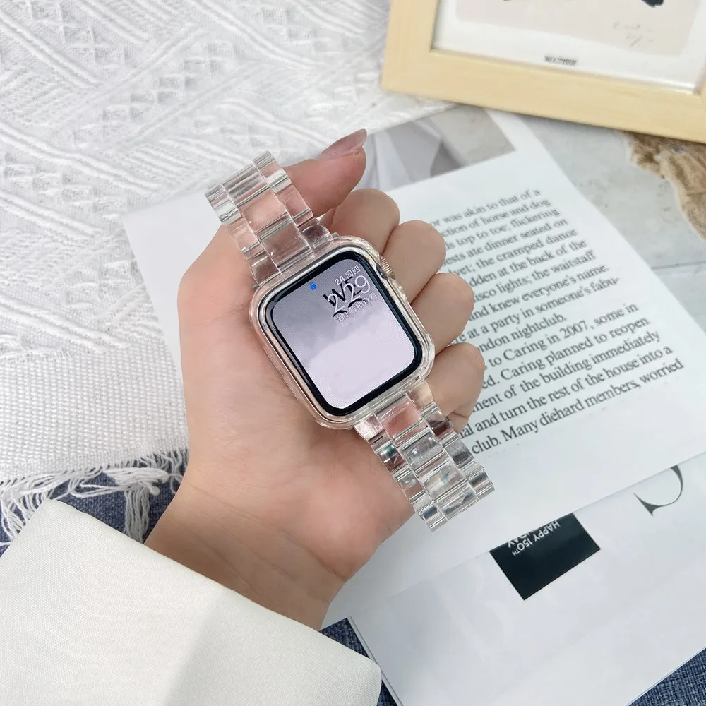 Ремешок спортивный прозрачный для Apple Watch Band SE 6 44 мм 40 сменный Браслет iWatch 38 42 5 4 3 2 1