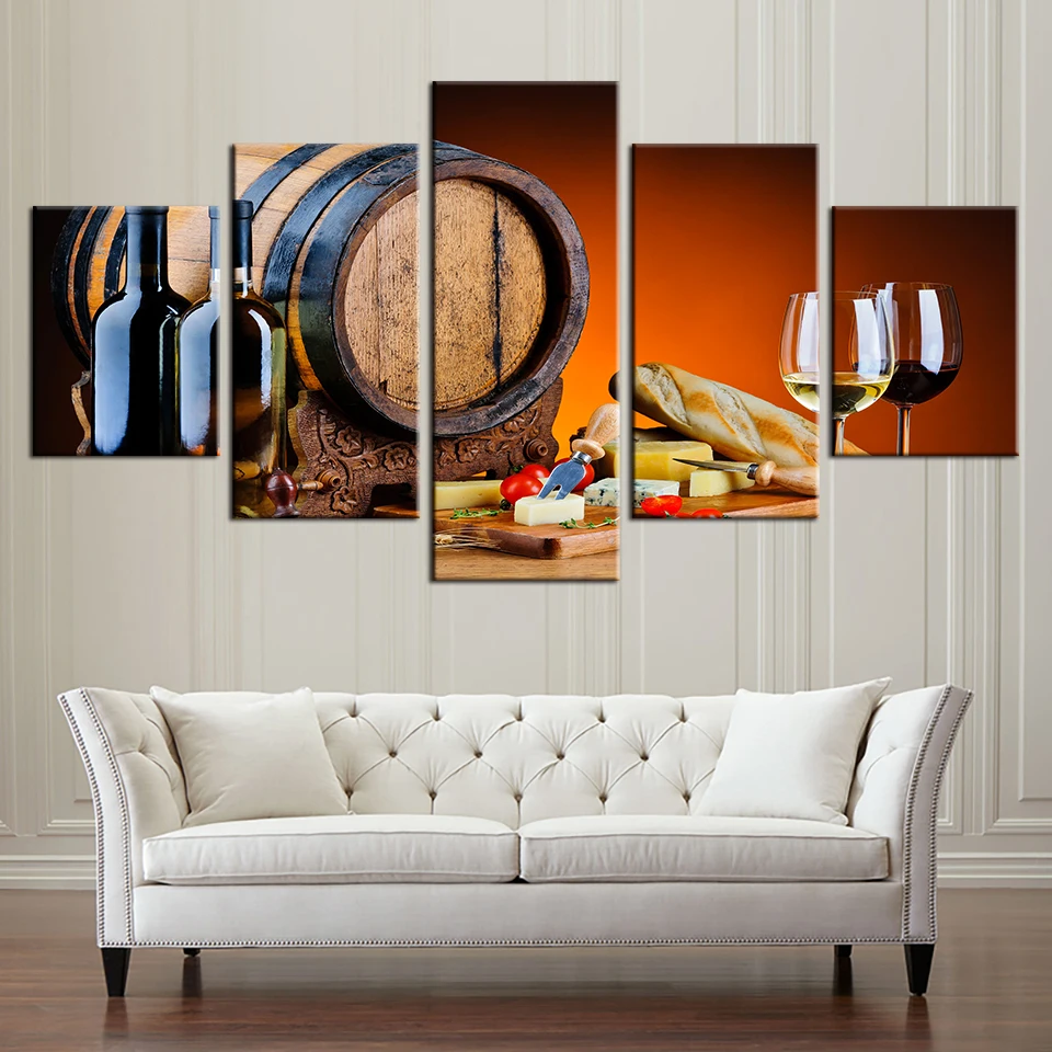 

Modern Kitchen Room Decoration Painting Beautiful Wine Barrel Wall Pictures Home Decor Living Room Canvas Posters No Frame