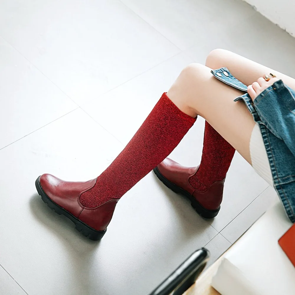 Женские ботинки сезон осень зима Сапоги выше колена sapatos femininos высокие сапоги на