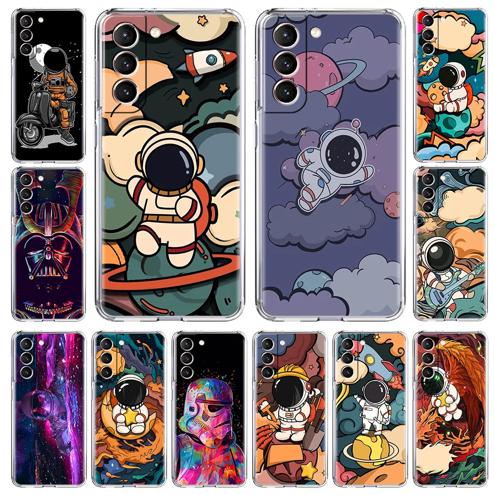 

Star Astronaut Cute Fashion Gift Phone Case For Samsung Galaxy S20 FE S21 Plus S10 S10E Note 20 Ultra 10 Lite M31 Clear Cover