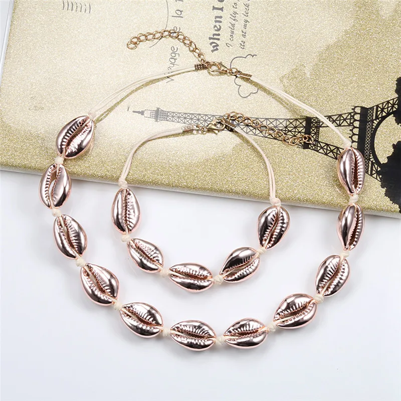 Женское модное ожерелье черный ремень натуральная ракушка колье воротник s Shell